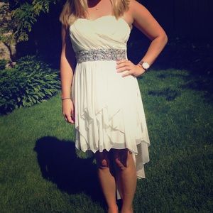 SIZE 13 WHITE high-low dress with sequin beading