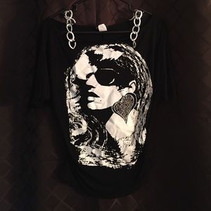 Black Print Top with Chains