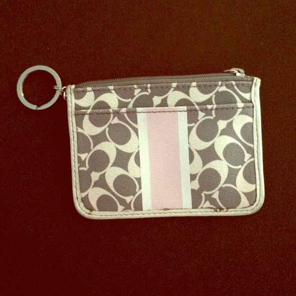 Authentic gray and pink small coach wallet.