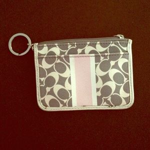 Authentic gray and pink small coach wallet.