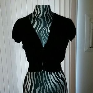 Black cropped button up sweater