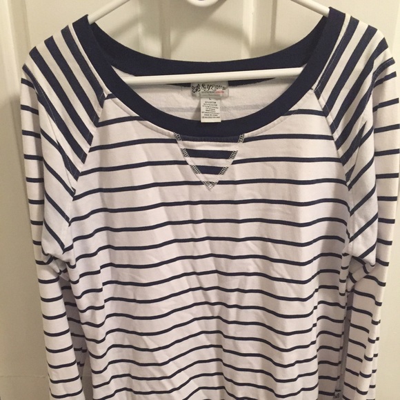 Self esteem navy blue and white stripped sweater