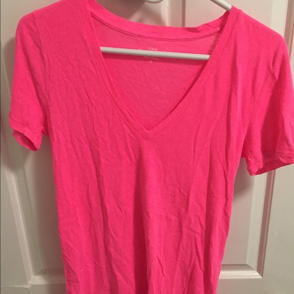 J crew hot pink v neck NWOT