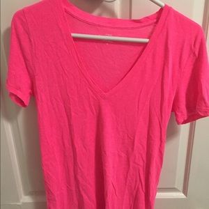 J crew hot pink v neck NWOT