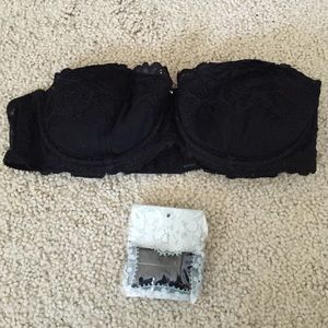 Black Lacey unworn strapless bra
