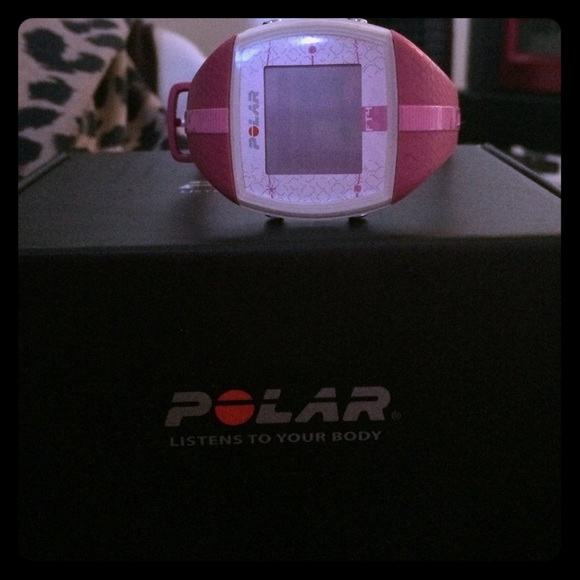 Pink FTF4 Polar fitness watch.
