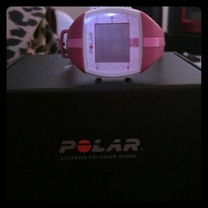 Pink FTF4 Polar fitness watch.