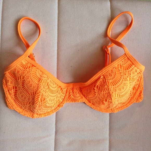 Roxy🍊NWOT Crochet Lace Orange bustier Bikini Top