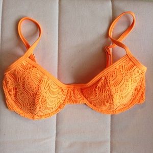 Roxy🍊NWOT Crochet Lace Orange bustier Bikini Top