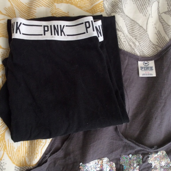 PINK! black workout tights!