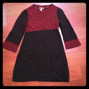 Black and red mid length sweater dress