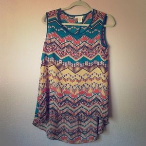 Tribal Sleeveless High Low Top