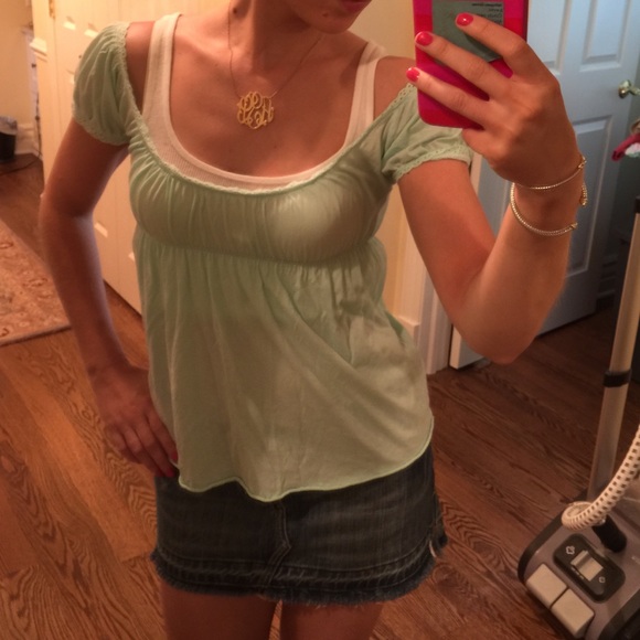 J.Crew Babydoll Shirt- mint