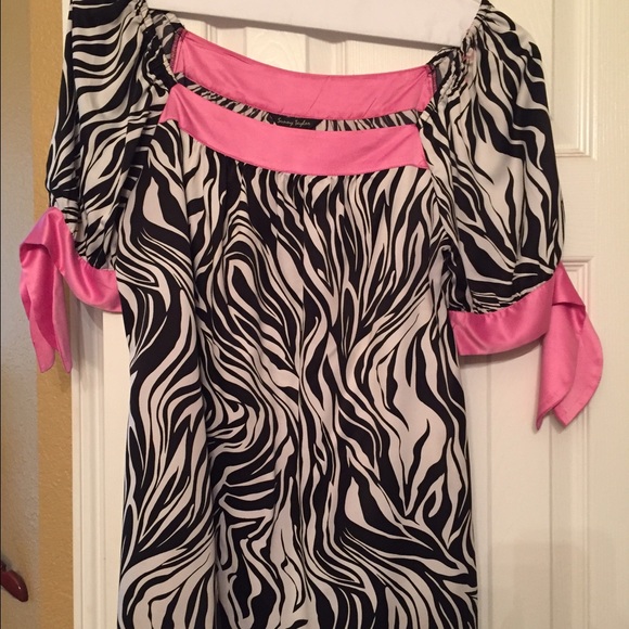 Zebra and pink silk top