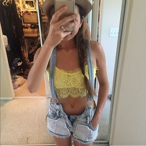 Tribal print denim overalls