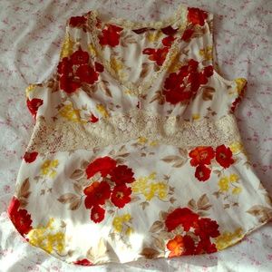 Floral print silk top