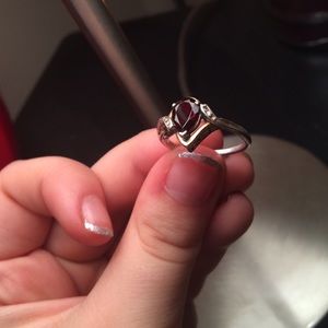 Size 8 gold and silver garnet ring