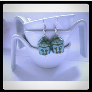 Handmade Turquoise Buddha Earrings