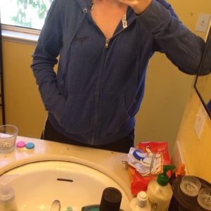 VS PINK Blue & Black Zip-Up Hoodie