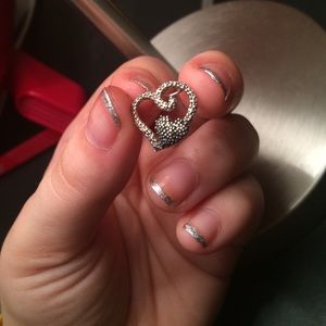 Black and silver heart necklace.