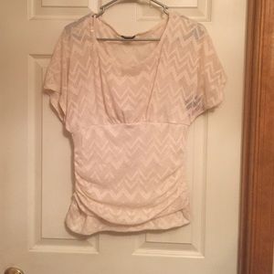 Cream white chevron lace overlay top from bongo