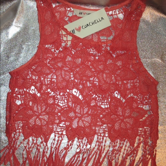 🎀SOLD COACHELLA LACE coral top
