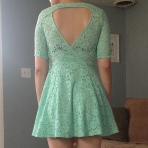 Sea Foam Green Eyelet Cut Out Dress