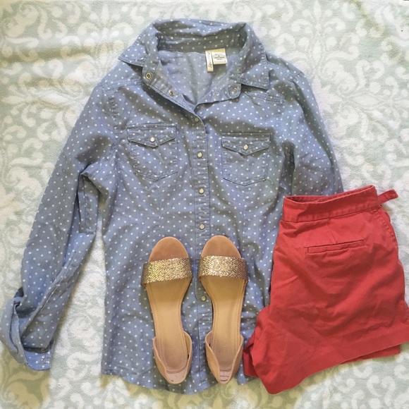 Passport Tops - Polka Dot Denim Chambray Shirt