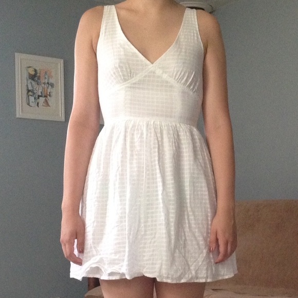 White Checkered Cut Out Dress