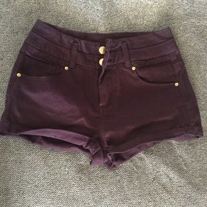 Maroon high waisted shorts