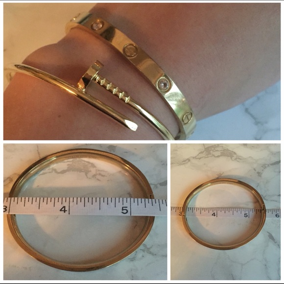 Gold screw cz diamond bracelet