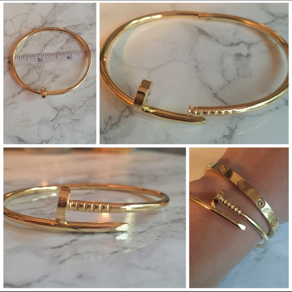Gold nail head bracelet