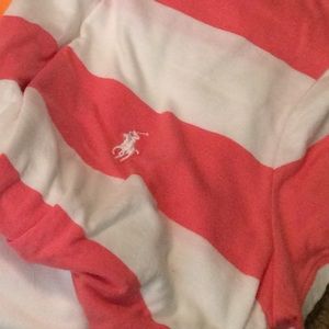 Pink and white striped polo tee!