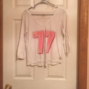 White V neck American eagle crop top