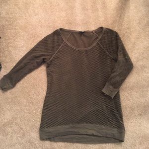 Express Olive Green Fishnet Shirt