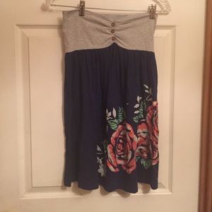 Grey And navy strapless summer sundress