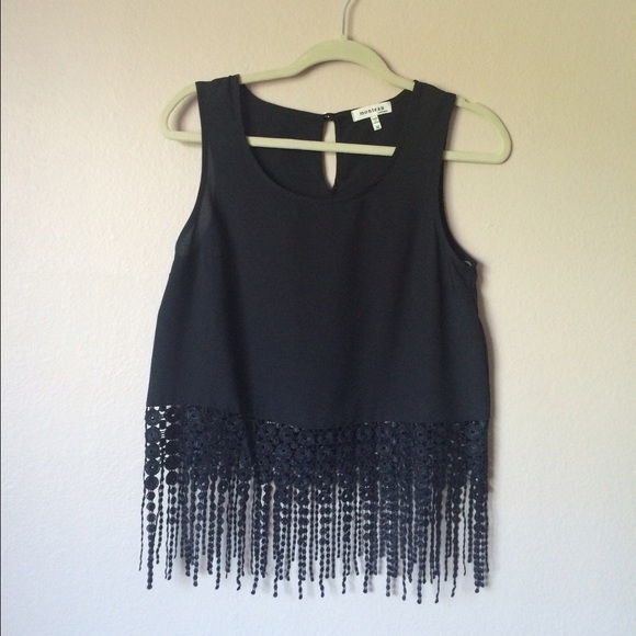 ✨HP✨ Black Crochet Trim Top - Picture 2 of 3