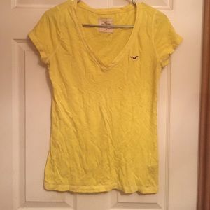 Bright yellow hollister v neck