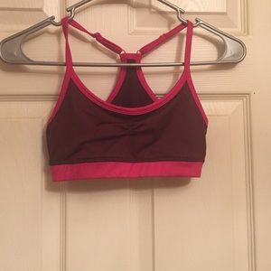 American eagle aerie sports bra pink maroon mesh