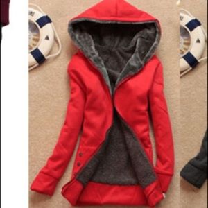 Women's red zip up hoodie