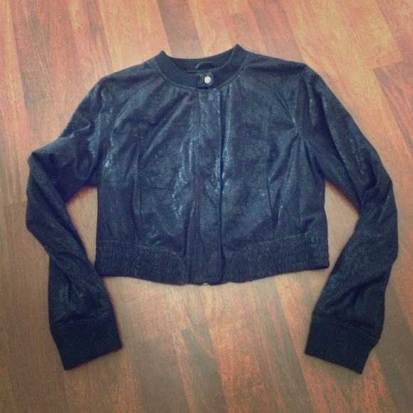 Shimmery Crop Black Jacket - Size XL