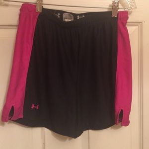 Under armour black pink drawstring running shorts