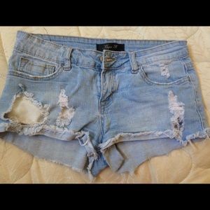 Ripped jean shorts