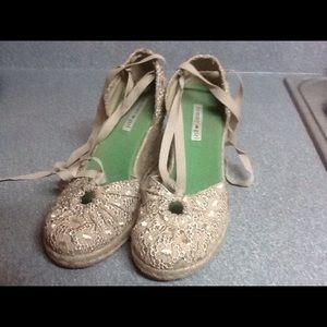 Tommy girl wedge sandals with ribbon strap 8 1/2 M