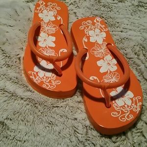 HOLD BOGO ON ALL SHOES Orange flip flops