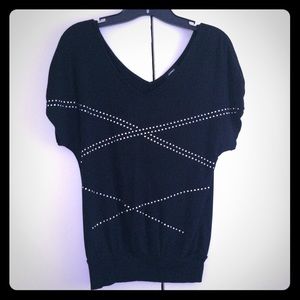 Slouchy studded/bedazzled top