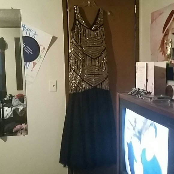 Black and Gold Prom Dress