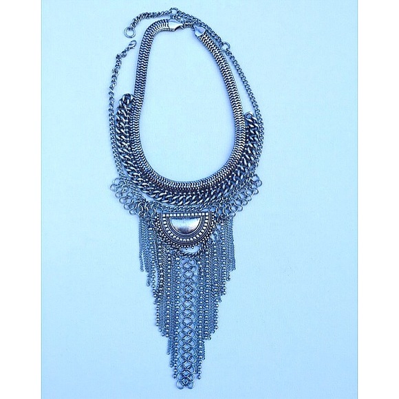 Tribal 2 piece fringe boho necklace - Picture 2 of 4