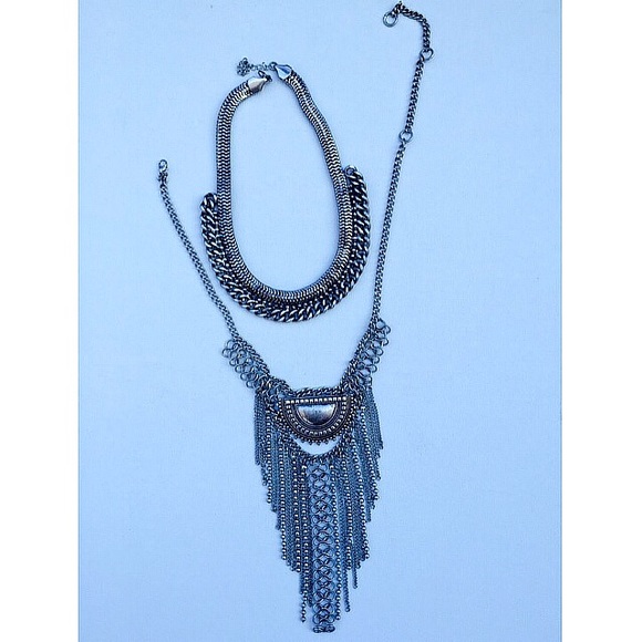 Tribal 2 piece fringe boho necklace - Picture 3 of 4