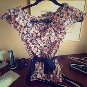 H&M ruffle tie top